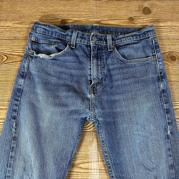 Levis 505 Jeans Mens 32x32 Blue Regular Straight Mid Rise Dark Wash Denim - Picture 2 of 16